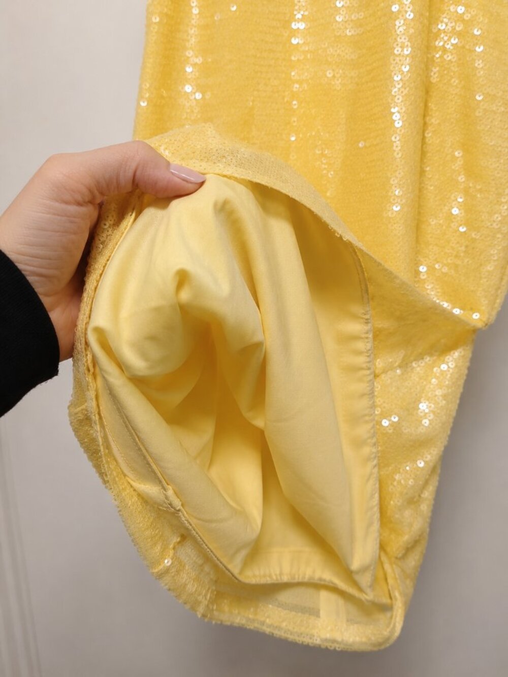Anne Klein Lemon Yellow Sequin Shift Dress Cocktail Party Glam Size 6 NWT - Picture 8 of 9